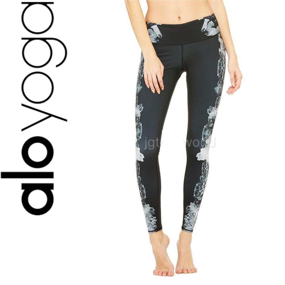 NEW ALO YOGA High-Waist Airbrush Legging XS Dark Krystal Black
